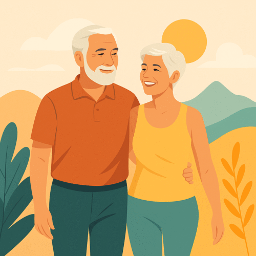 Pareja mayor activa y feliz